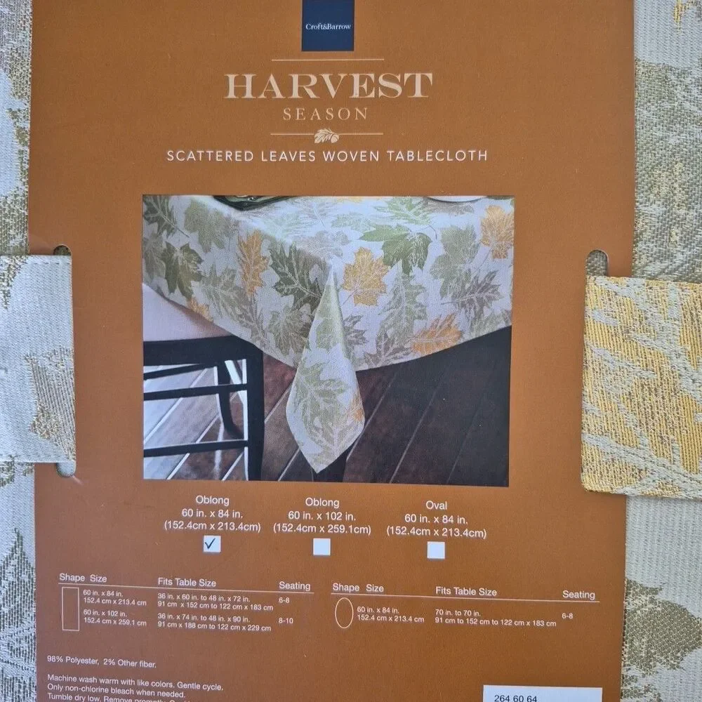 Croft & Barrow Harvest Season Scattered Leaves Oblong 60 x 84